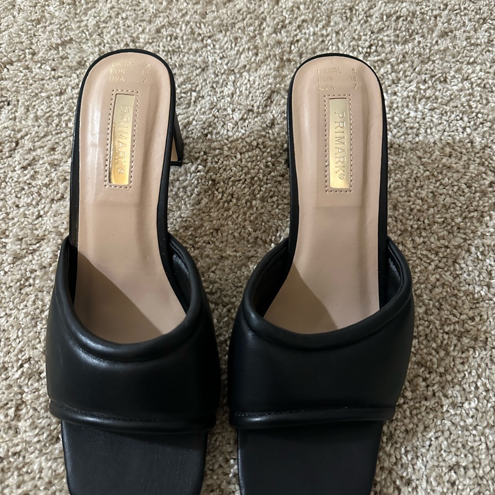 Primark Black Padded Slide Mules